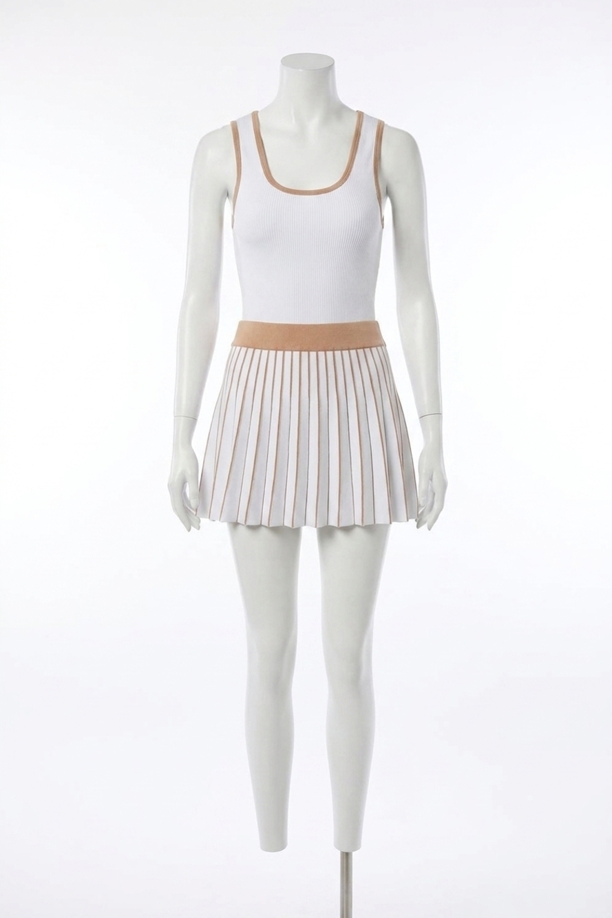 NEW BEACH RIOT solange pleated knit dress in almond